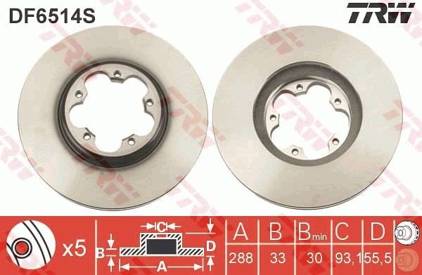 Тормозной диск TRW. Артикул DF6514S