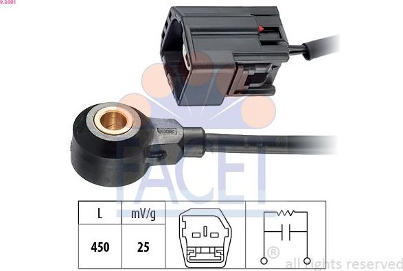 Датчик детонации Facet Made in Italy - OE Equivalent для Mazda 2 I (DY) 2003-2007. Артикул 9.3091