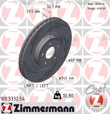 Тормозной диск Zimmermann Black Z. Артикул 100.3332.54
