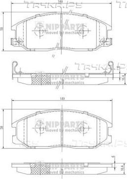 Тормозные колодки Nipparts передние для SsangYong Actyon I 2005-2011. Артикул J3600526