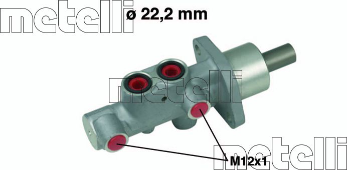 Тормозной цилиндр главный Metelli (алюминий). Артикул 05-0542
