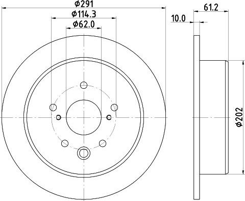 Тормозной диск Nisshinbo задний для Toyota Crown XI (S170) 2004-2008. Артикул ND1010K