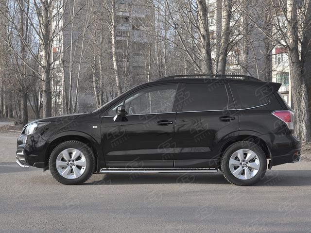 Защита порогов RusStal труба 120х60 овал с проступью для Subaru Forester IV рестайлинг 2 2016-2018. Артикул SUFO-003345