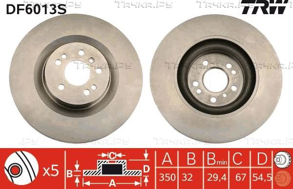 Тормозной диск TRW передний для Mercedes-Benz R-Класс I 2005-2014. Артикул DF6013S