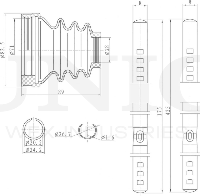 Пыльник ШРУС, комплект (Unio). Артикул DUC-30087K