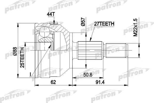 Шрус наружный (граната) Patron для Ford Mondeo I 1993-1996. Артикул PCV1200
