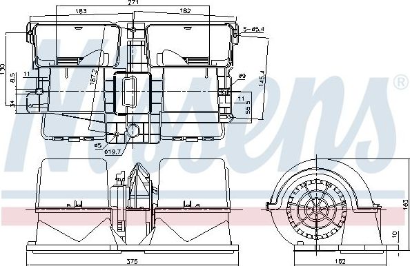 Вентилятор, мотор печки (отопителя) салона Nissens. Артикул 87134