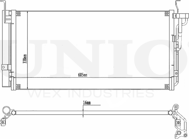 Радиатор кондиционера (Unio). Артикул RAD-30044