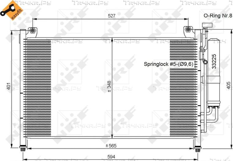 Радиатор кондиционера (конденсатор) NRF (алюминий). Артикул 35870