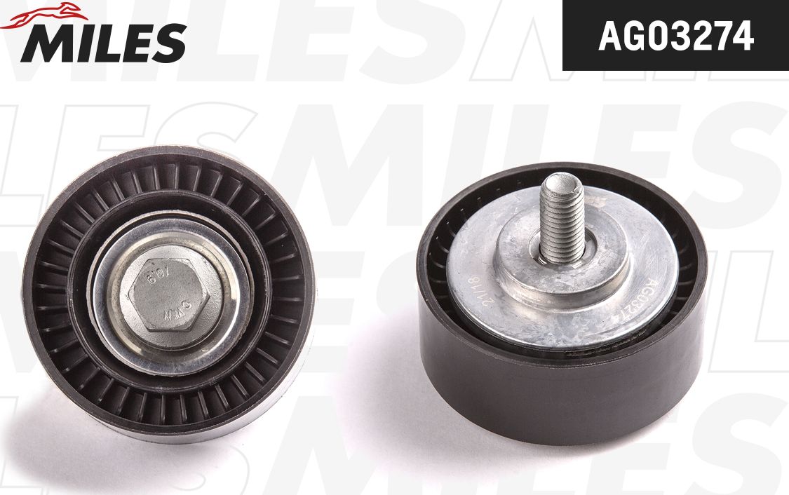 Натяжной ролик (натяжитель) приводного поликлинового ремня Miles. Артикул AG03274