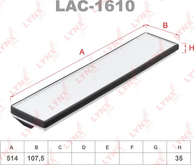 Салонный фильтр LYNXauto. Артикул LAC-1610