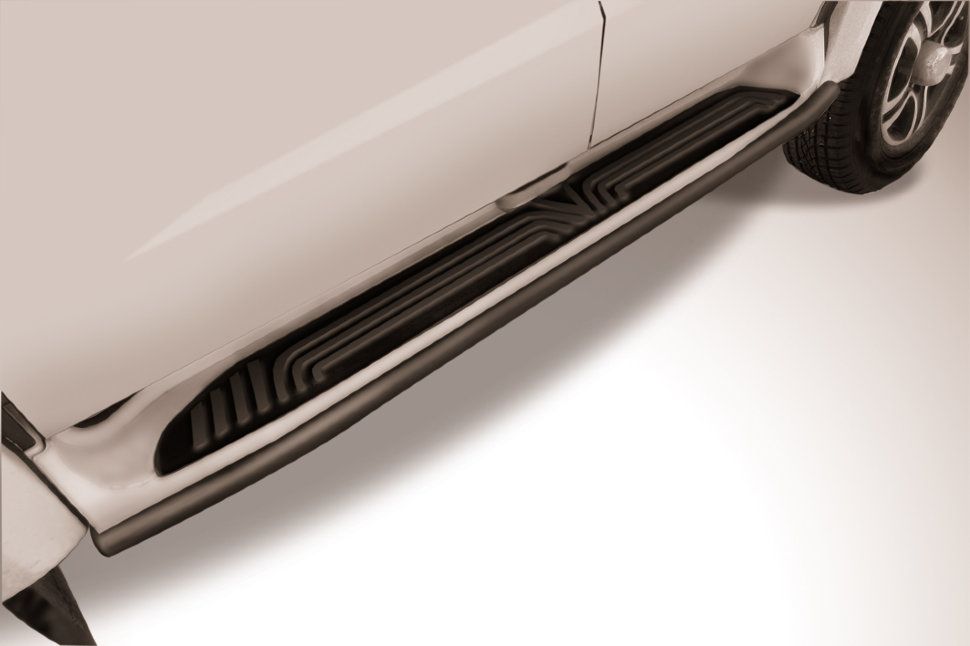 Защита Slitkoff штатного порога d42 для УАЗ Patriot I рестайлинг 2014-2026 Черная. Артикул UP14-005B