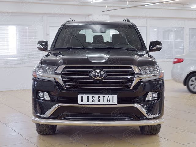 Защита RusStal переднего бампера d76 секции для Toyota Land Cruiser 200 2015-2021. Артикул TLCZ-002556