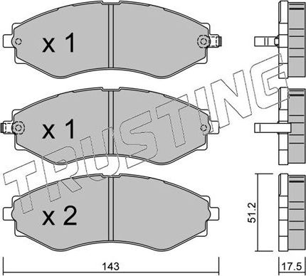 Тормозные колодки Trusting передние для Daewoo Rezzo 2000-2004. Артикул 525.0
