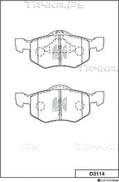 Тормозные колодки MK Kashiyama передние для Saab 9-7X 2005-2012. Артикул D3114