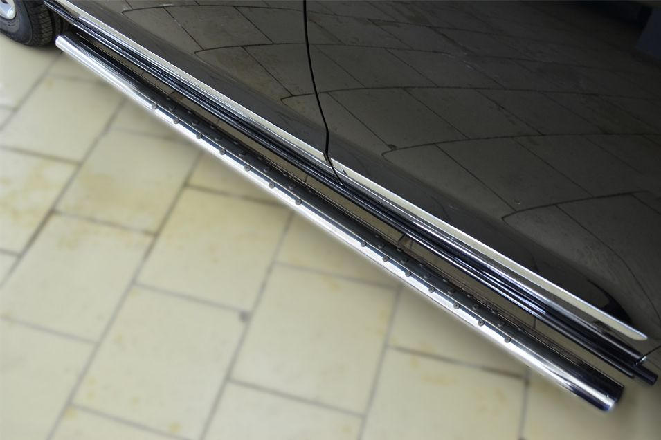 Защита порогов RusStal труба d75х42 овал для Great Wall Hover H6 2013-2017. Артикул GH6O-001630