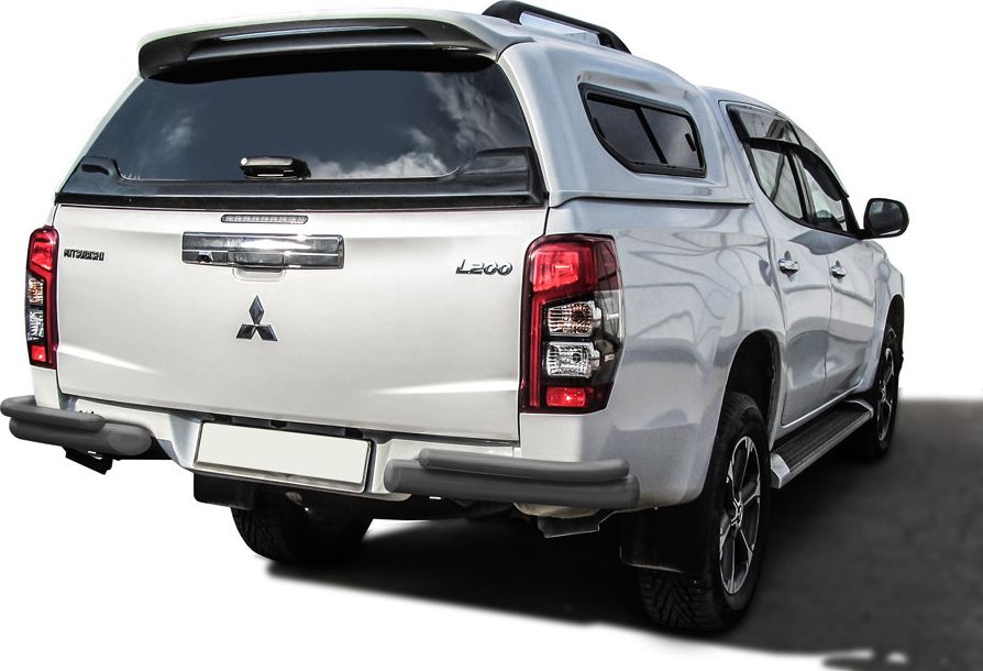 Защита Slitkoff задняя уголки d76+d42, без бампера для Mitsubishi L200 V рестайлинг 2018-2026 Серебристая. Артикул ML18-015S