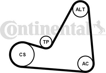 Приводной ремень поликлиновой с роликами (комплект) ContiTech. Артикул 6PK1070K3