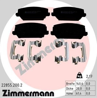 Тормозные колодки Zimmermann. Артикул 22855.200.2