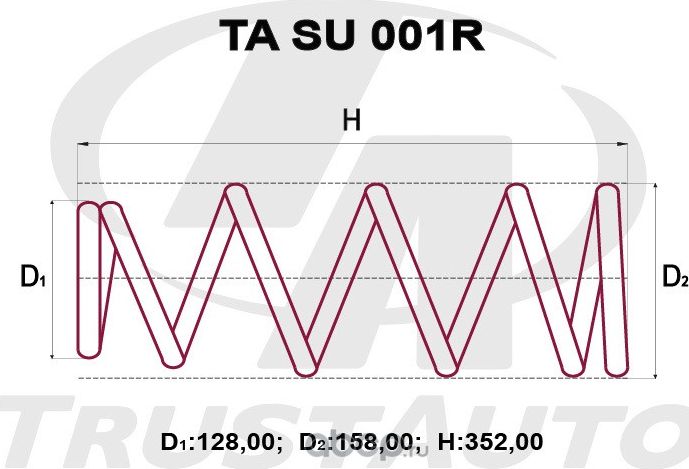 Пружина подвески усиленная () (Trustauto). Артикул TASU001R