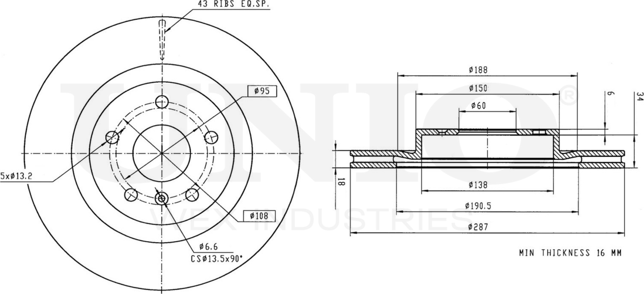 Диск тормозной (Unio). Артикул BRD-20522