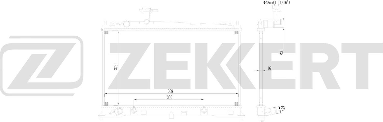 Радиатор охлаждения двигателя Zekkert (алюминий). Артикул MK-1664