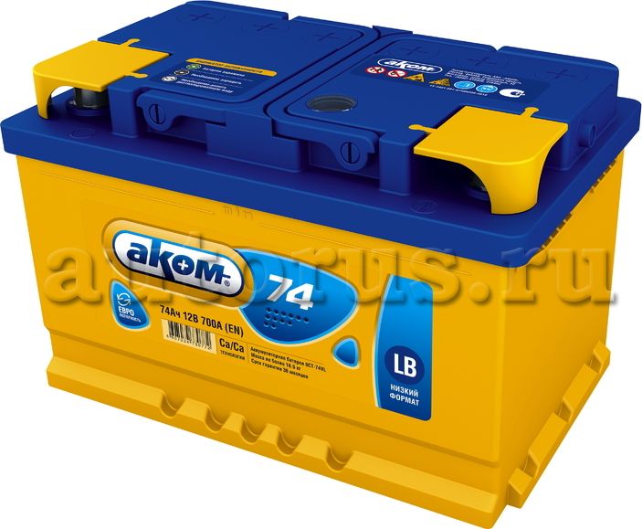Аккумулятор АКОМ LB 74 А/ч обратная R+ EN 700A 278x175x175 6CT-74.0 LB (Akom). Артикул 6CT740LB