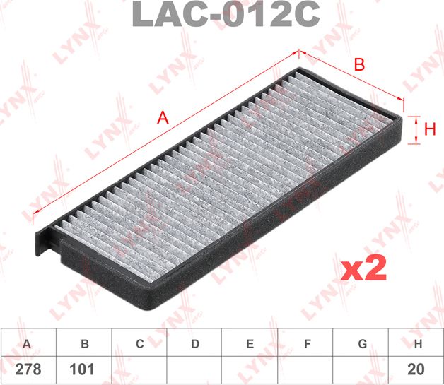 Салонный фильтр LYNXauto. Артикул LAC-012C
