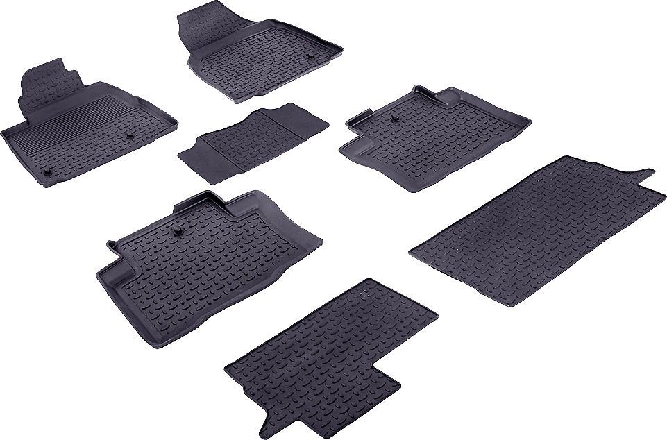 Коврики резиновые Seintex с высоким бортиком для салона Honda Pilot II 2008-2015. Артикул 85084