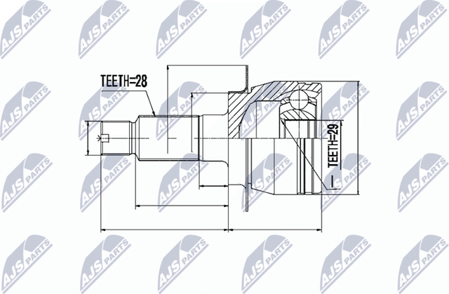 Шрус внутренний (граната) NTY передний для Suzuki SX4 I (Classic) 2006-2014. Артикул NPZ-SU-026