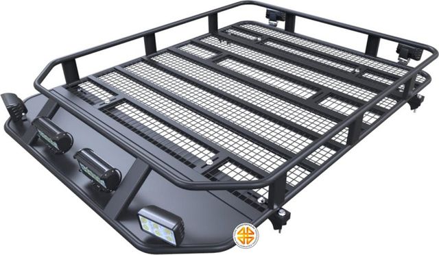 Багажник экспедиционный Podgotoffka 1600х1200х120 мм с сеткой, боковыми бортами и креплениями на рейлинги для Renault Duster I рестайлинг 2015-2020. Артикул PGT-B.94.05