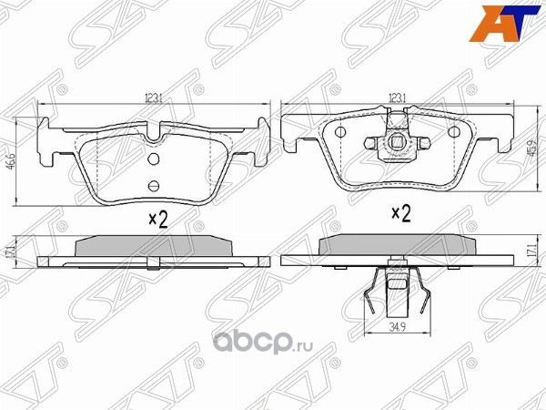 Колодки тормозные RR BMW 1 F202122, 3 F30F31F3 (SAT). Артикул ST34216850569