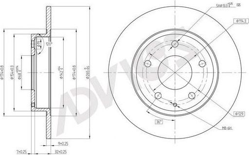 Тормозной диск Advics для Mazda 3 IV (BP) 2018-2026. Артикул E6R215B