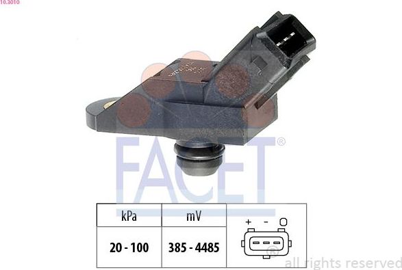 Датчик абсолютного давления (ДАД, MAP) Facet Made in Italy - OE Equivalent для Citroen XM II 1994-2000. Артикул 10.3010