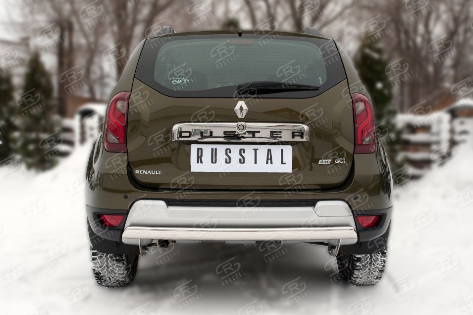 Защита RusStal заднего бампера d75х42 (дуга) для Renault Duster I рестайлинг 2015-2020. Артикул RDZ-002183
