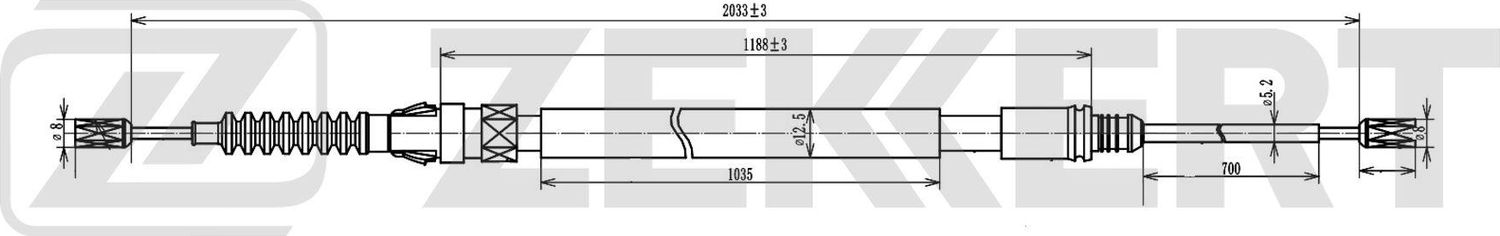 Трос ручника (тросик ручного тормоза) Zekkert. Артикул BZ-1060