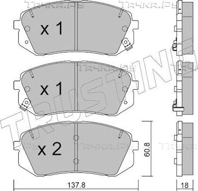 Тормозные колодки Trusting для Hyundai Kona I 2018-2026. Артикул 799.1