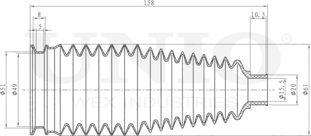Пыльник рулевой рейки, комплект (Unio). Артикул DUC-20014K