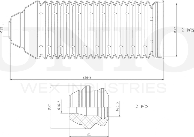 Отбойник и пыльник амортизатора, комплект (Unio). Артикул DUC-50033