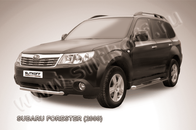 Защита Slitkoff переднего бампера d57 короткая для Subaru Forester III 2008-2012. Артикул SF013