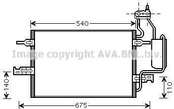 Радиатор кондиционера (конденсатор) AVA для Opel Meriva A 2003-2010. Артикул OL5349D