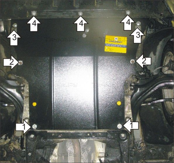 Защита Мотодор для картера и КПП Renault Scenic II 2002-2009. Артикул 71714