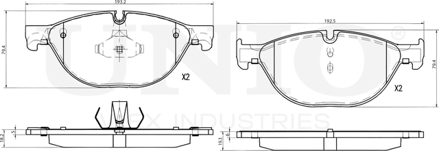 Колодки тормозные дисковые, комплект (Unio). Артикул BRP-20316