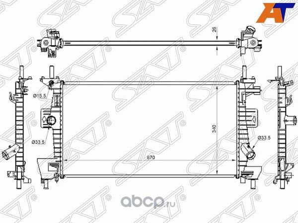 РАДИАТОР FORD FOCUS III 1.61.82.0 11- SG-FD0011 (SAT). Артикул SGFD0011