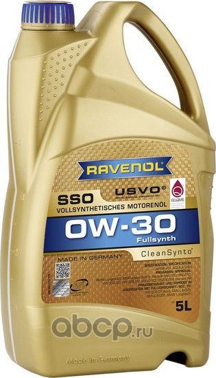RAVENOL SSO SAE 0W-30 Масло моторное синт. 5L. Артикул 1111100005
