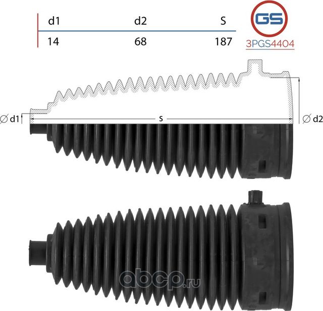 Пыльник рулевой рейки Mercedes E W207, S207 2009-, Mercedes C W204 / S204 2007-, (GS). Артикул 3PGS4404