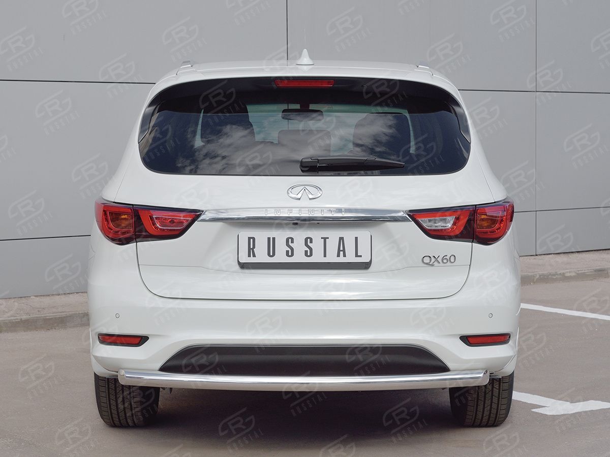 Защита RusStal заднего бампера d63 (дуга) для Infiniti QX60 2016-2026. Артикул IQXZ-002686