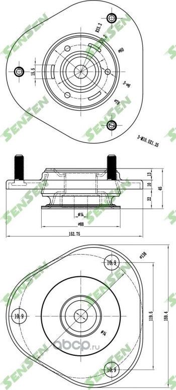 M61105 Опора амортизатора переднего Toyota Corolla 1.41.6 16V1.8 16V 06 (Sensen). Артикул M61105