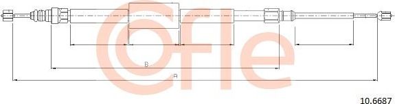 Трос ручника (тросик ручного тормоза) Cofle. Артикул 92.10.6687