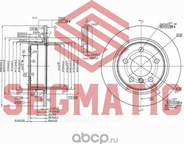 ДИСК ТОРМОЗНОЙ (Segmatic). Артикул SBD30093438